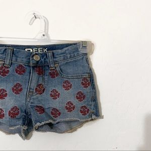 Peek Dungarees Denim Shorts Floral Print 4T